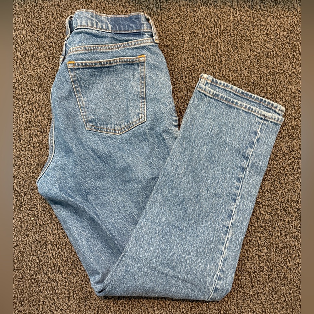Abercrombie & Fitch Mid Rise 90s straight curve love Blue Jeans